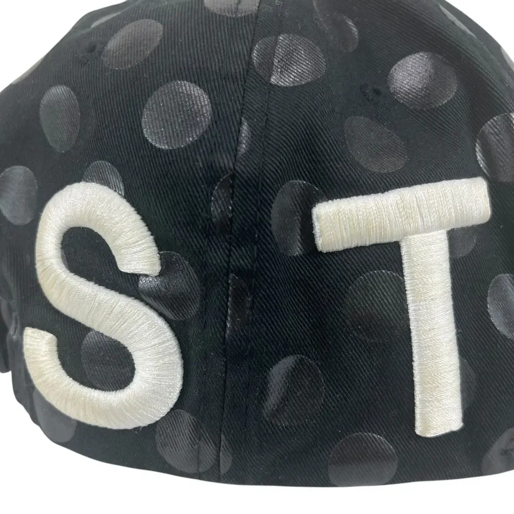 Stussy Unisex Black‎ Polkadot Embroidered Spellout Snapback Flat Bill Hat